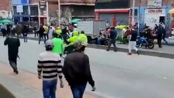 Enfrentamientos entre vendedores de San Victorino en Bogotá
