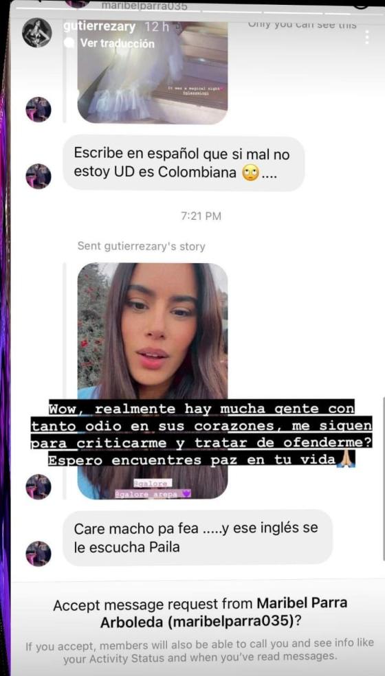 Ariadna Gutiérrez le respondió a seguidor que la llamó 'care macho'