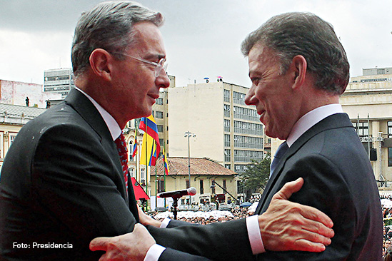 Alvaro Uribe y Juan Manuel Santos