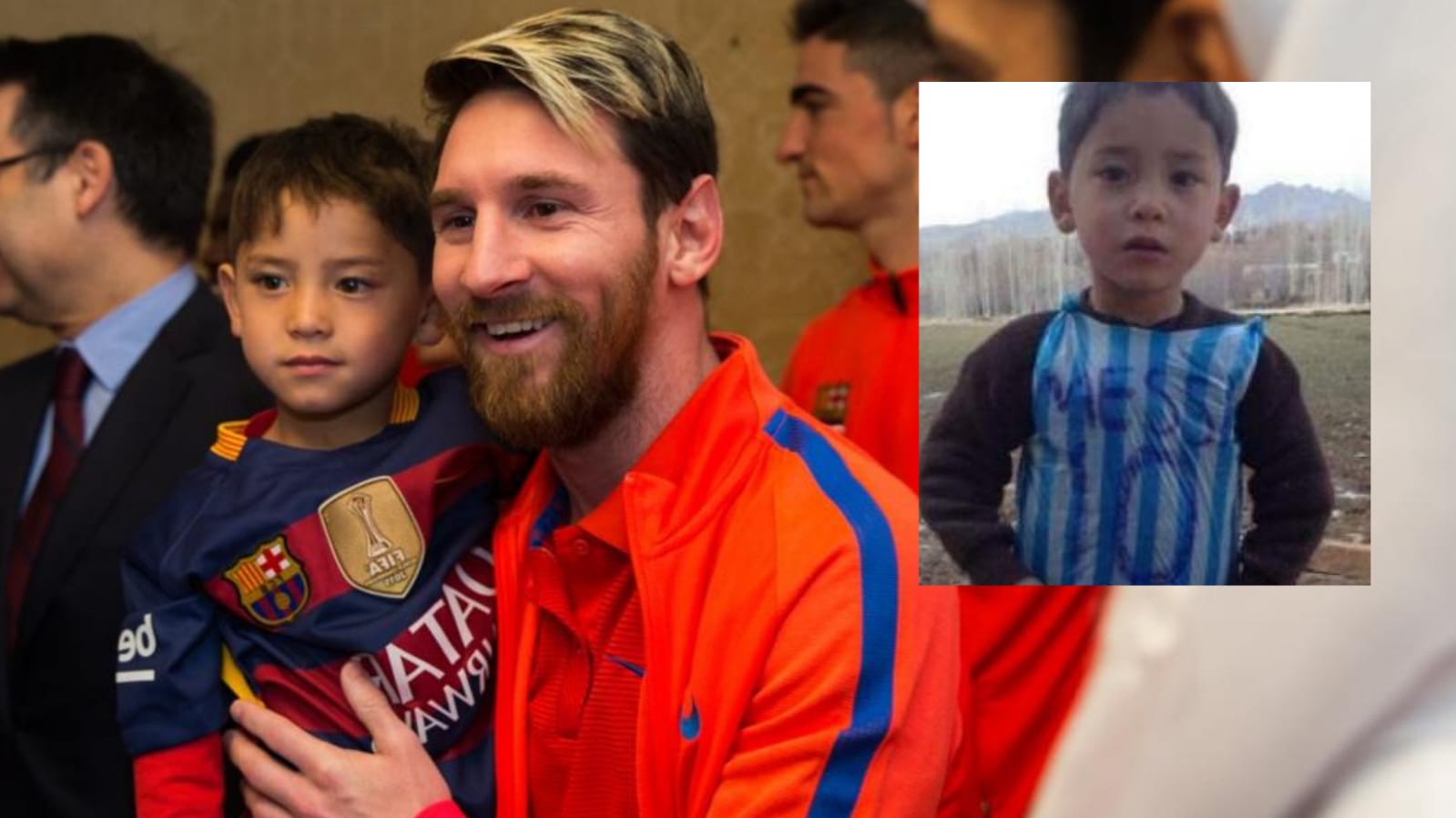 El niño de la camiseta de Messi hecha con una bolsa conoce a su ídolo