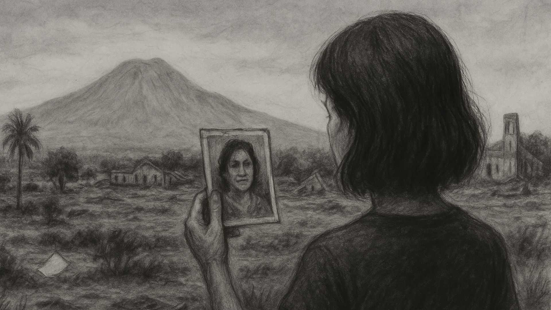 Ilustración de Jenifer de la Rosa buscando a su madre en Armero.