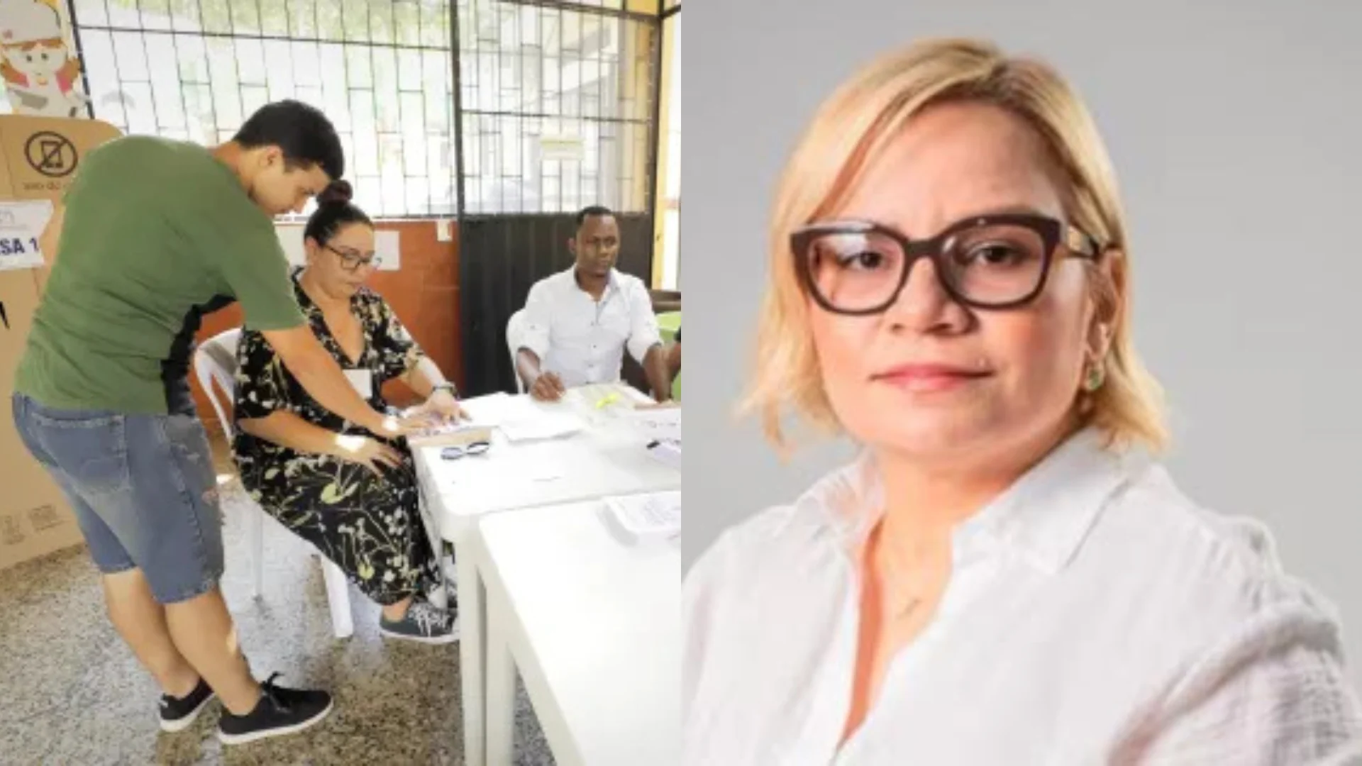 María Margarita Guerra y gente votando