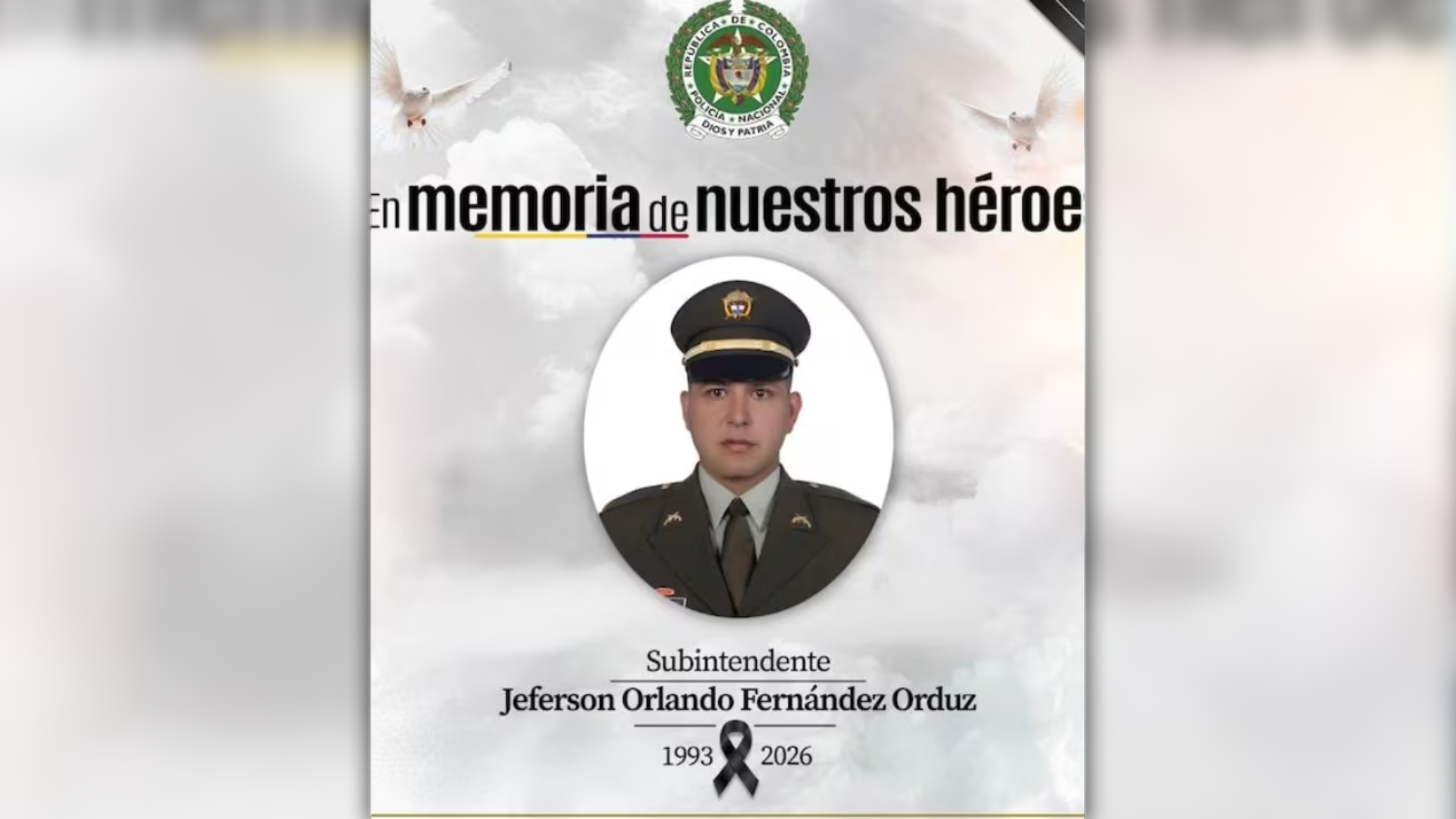 El subintendente Jeferson Fernández murió tras intervenir en una riña en Villavicencio.