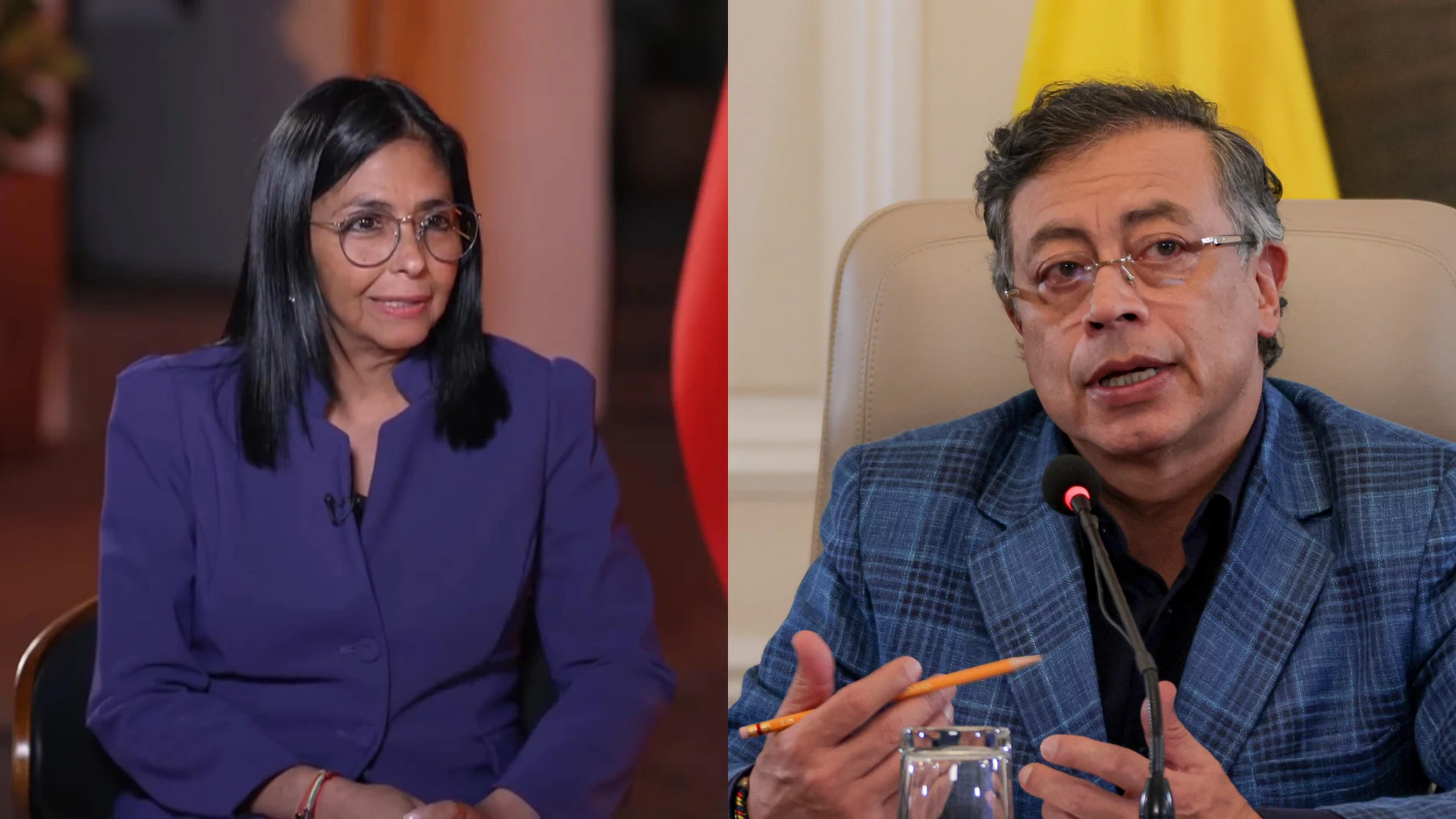 Delcy Rodríguez y Gustavo Petro