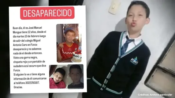 Denuncian desaparición de niño de 12 años en colegio de Funza