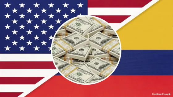 Banderas de Colombia y Estados Unidos.
