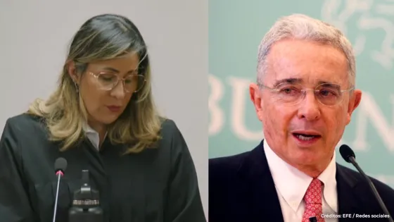 Jueza Sandra Heredia y expresidente Álvaro Uribe.