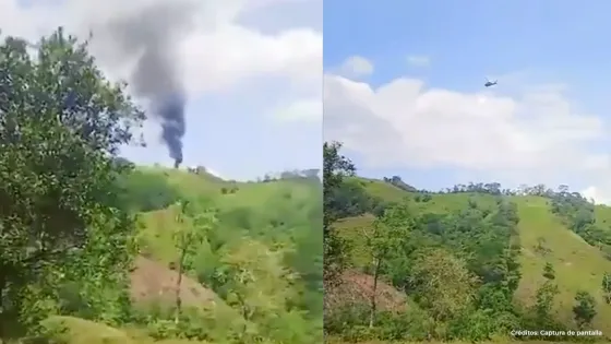 Helicóptero atacado en Antioquia.