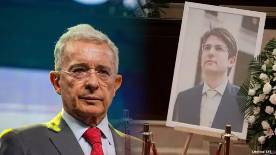 Álvaro Uribe y funeral de Miguel Uribe Turbay.