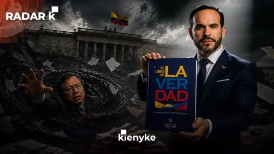 Abelardo De La Espriella sostiene El Libro de la Verdad, documento que reúne parte de la información recopilada durante el proceso de transición y las primeras verificaciones adelantadas por su Gobierno.