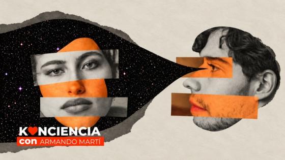 Ilustración de dos rostros fragmentados que representa la dependencia afectiva en una relación
