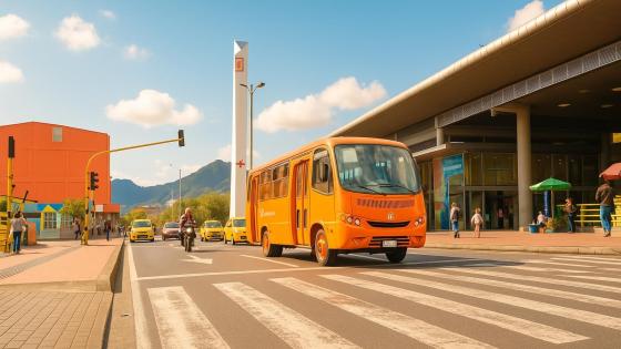 Vehículos en un embotellamiento y buses de Transmilenio en Bogotá.