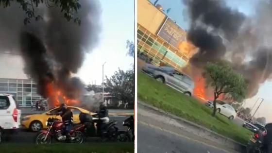 Foto: Twitter Incendio de bus en Bogotá