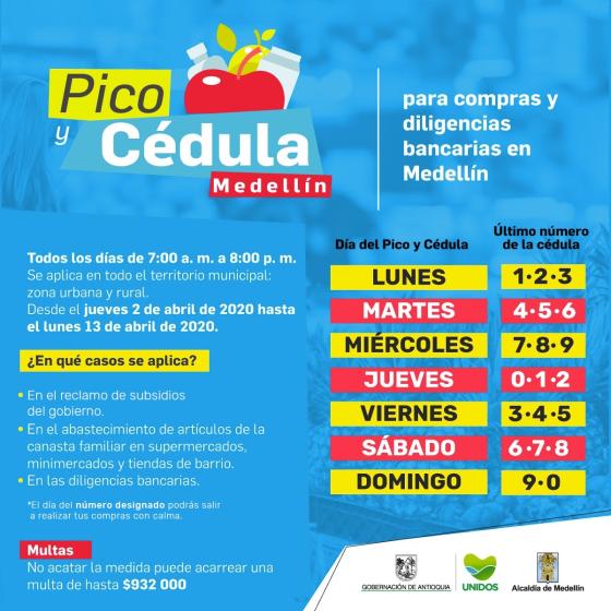 Pico y cédula para salir en medellín