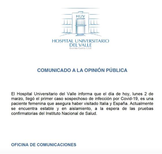 Comunicado HUV