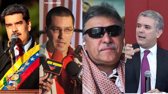 Nicolás Maduro, Jorge Arreaza, Jesús Santrich, Iván Duque 