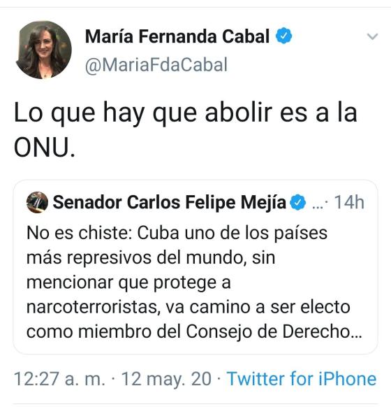 María Fernanda Cabal ONU María Fernanda Cabal ONU