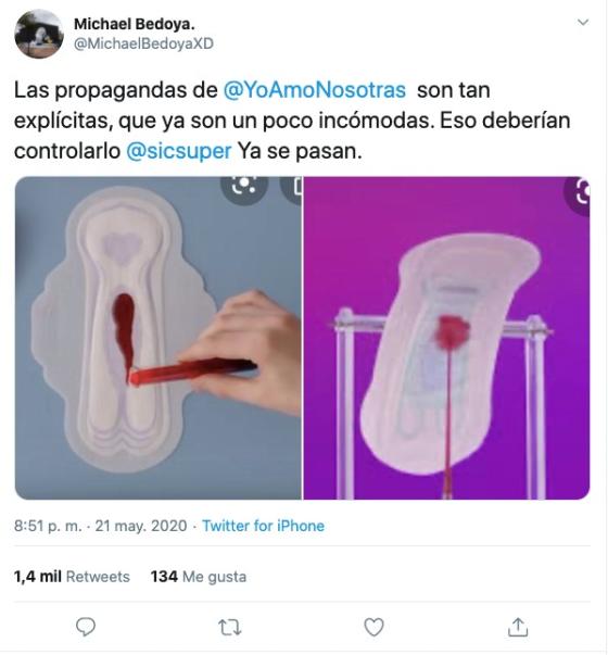 Hombre se queja por publicidad de toallas higiénicas