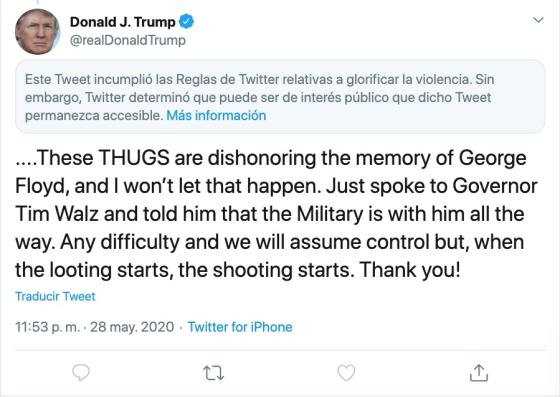 Trino Donald Trump marcado por Twitter Trino Donald Trump marcado por Twitter