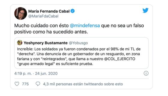 Comentario María Fernanda Cabal sobre niña indígena