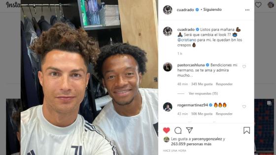 El llamativo look de Cristiano Ronaldo junto a Juan Guillermo Cuadrado