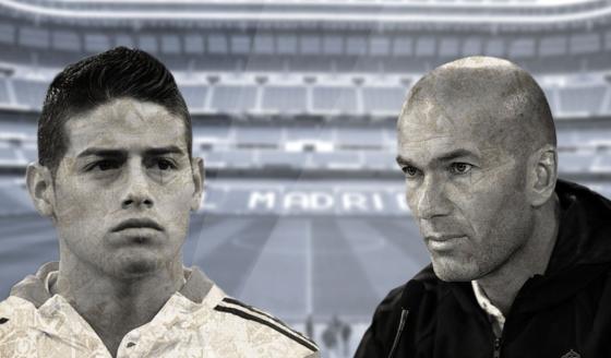 James Rodríguez y Zinedine Zidane en el Real Madrid