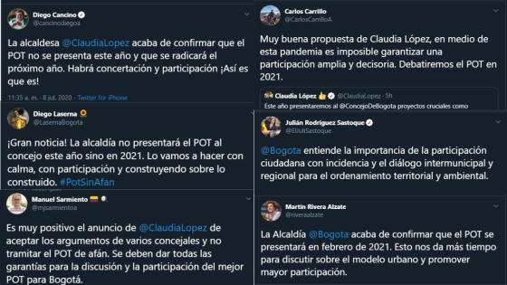 Reacciones de los concejales ante la postergación del POT de Bogotá