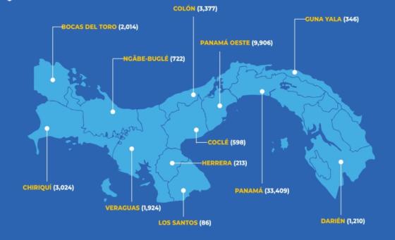 Mapa coronavirus en Panamá hoy