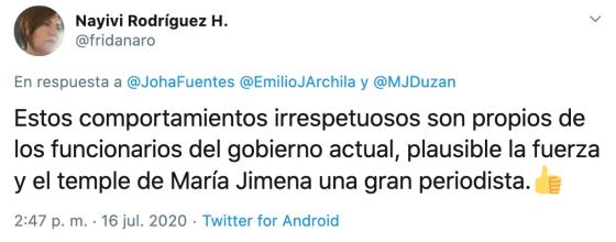 María Jimena Duzán trino respuesta