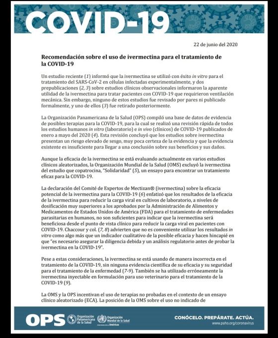 Ivermectina en pacientes Covid-19 OPS Ivermectina en pacientes Covid-19 OPS