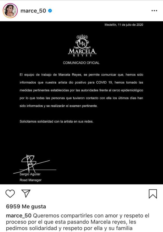 ¡Confirmado! Marcela Reyes dio positivo para coronavirus ¡Confirmado! Marcela Reyes dio positivo para coronavirus