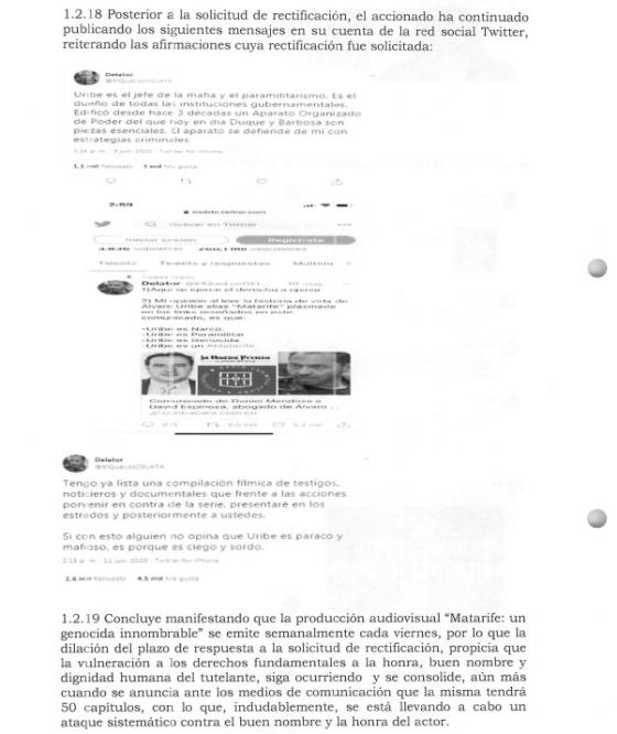 Las tres razones por las que Uribe perdió tutela contra creador de "Matarife" Las tres razones por las que Uribe perdió tutela contra creador de "Matarife"