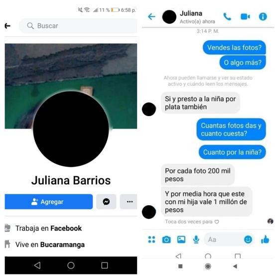 El perfil de Facebook que vende fotos de una niña a depravados sexuales