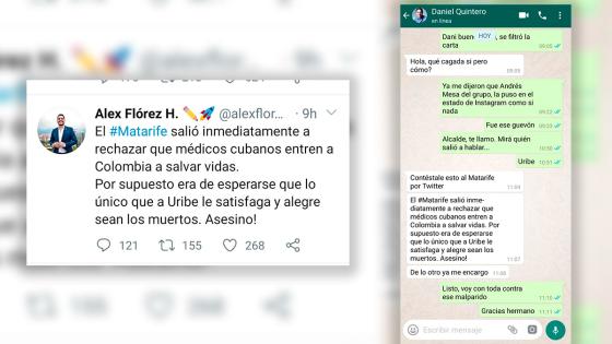 conversación entre Daniel Quintero y Alex Flórez