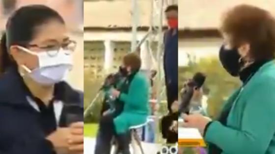 Abrazo senadora Farc y víctima Abrazo senadora Farc y víctima