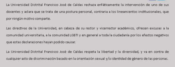 Comunicado U. Distrital Comunicado U. Distrital