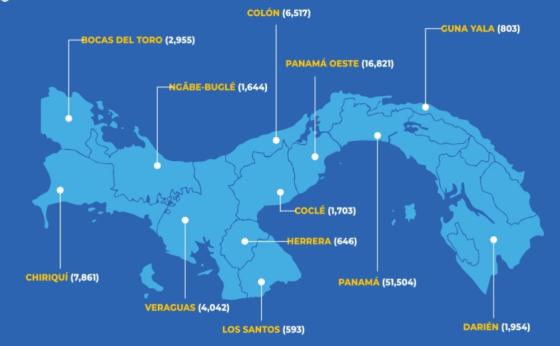 Mapa coronavirus en Panamá Mapa coronavirus en Panamá