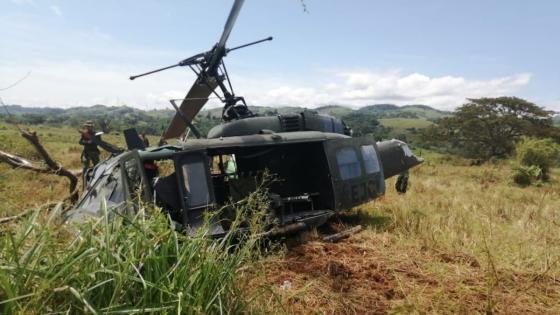 Helicóptero del Ejército Nacional se accidentó en Tarazá, Antioquia