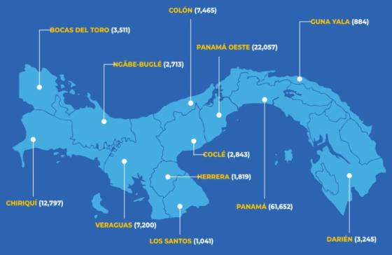Mapa coronavirus Covid-19 en Panamá hoy