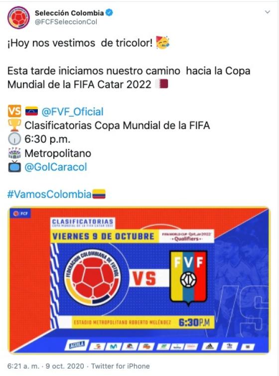 Partido Colombia Venezuela reacciones