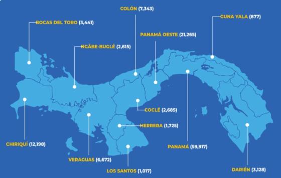 Mapa coronavirus en Panamá Mapa coronavirus en Panamá