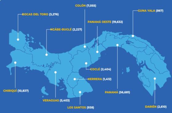 Mapa coronavirus en Panamá Mapa coronavirus en Panamá