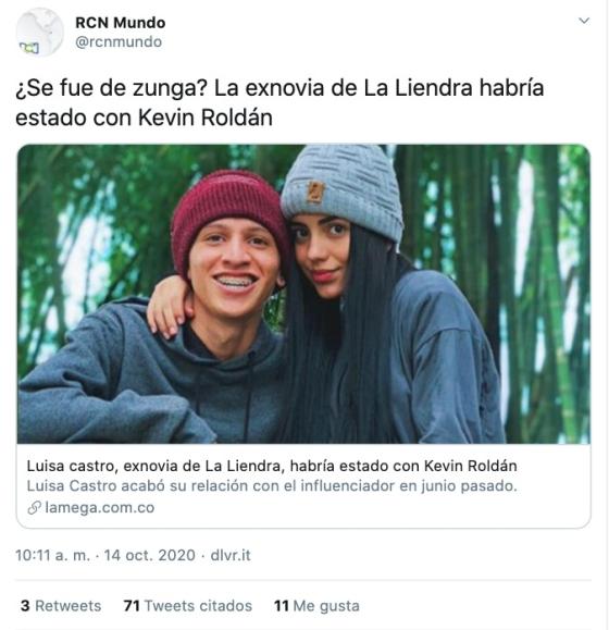 Críticas a RCN Mundo por llamar "zunga" a expareja de La Liendra Críticas a RCN Mundo por llamar "zunga" a expareja de La Liendra