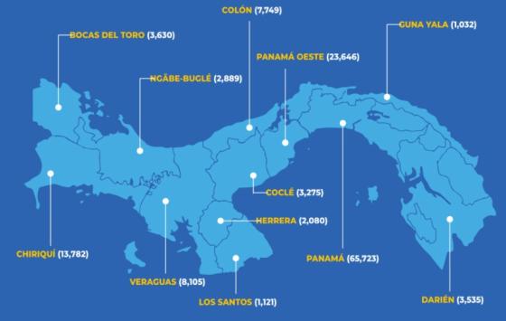 Mapa covid-19 en Panamá 6 noviembre 2020