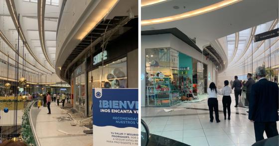 Parte del techo del centro comercial Parque la Colina se vino abajo