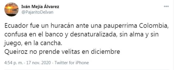 ivan mejia sobre carlos queiroz