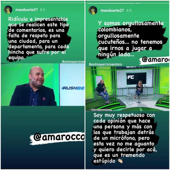 Respuesta Mao Duarte burlas Andrés Marocco Cúcuta Deportivo