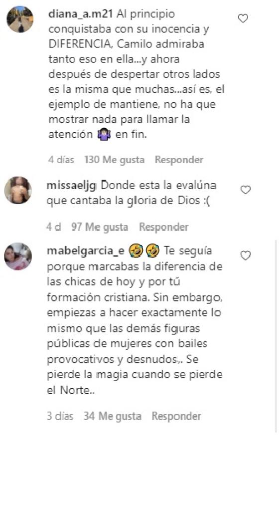 Comentarios de personas molestas con el baile de Evaluna