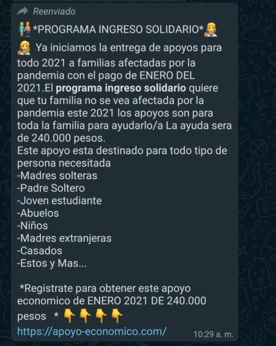 cadena falsa de whatsapp