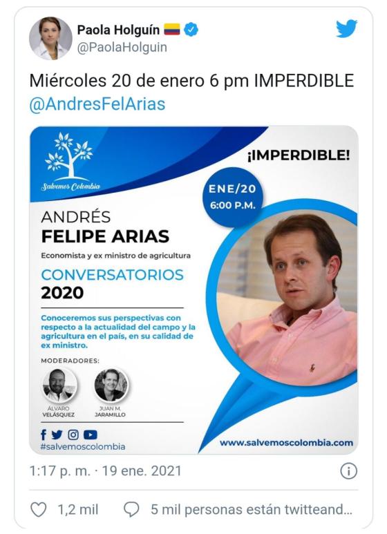 ¿Andrés Felipe Arias puede participar en conversatorios desde prisión?